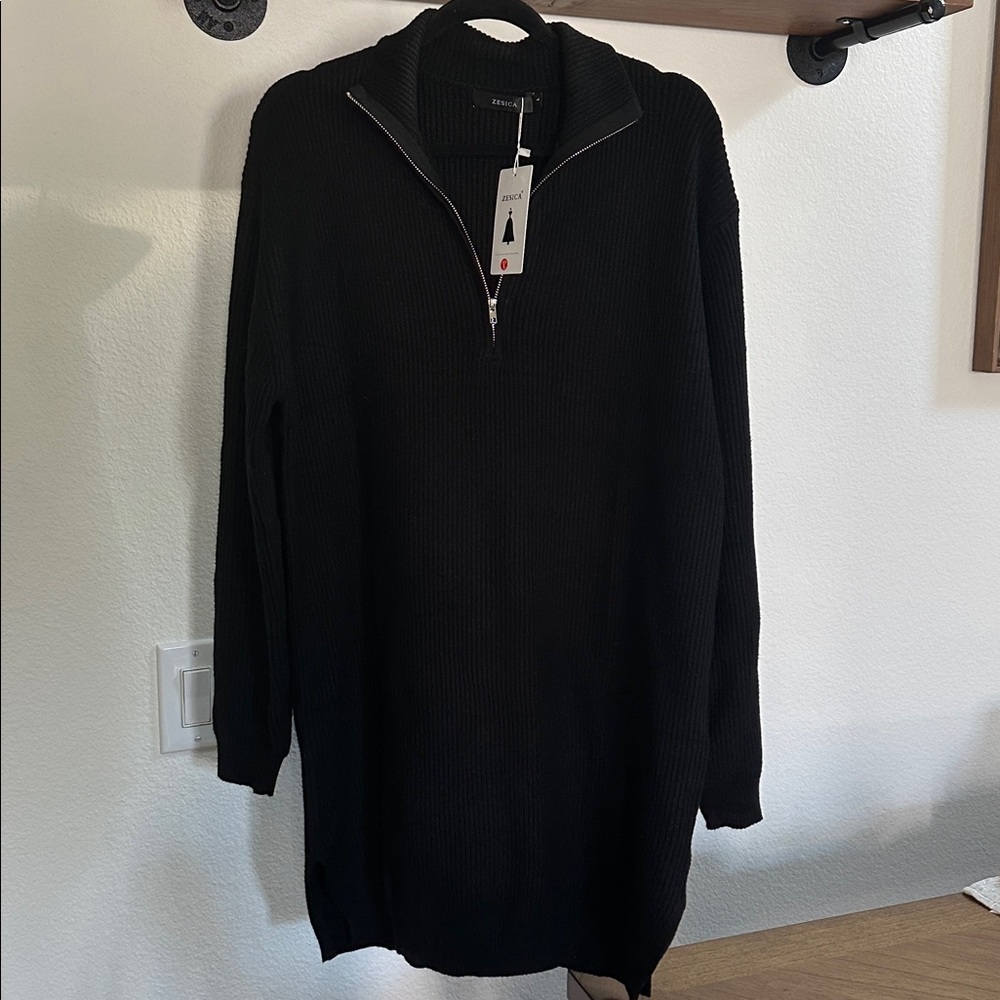 Zesica chunky-knit NEW half-zip sweater dress